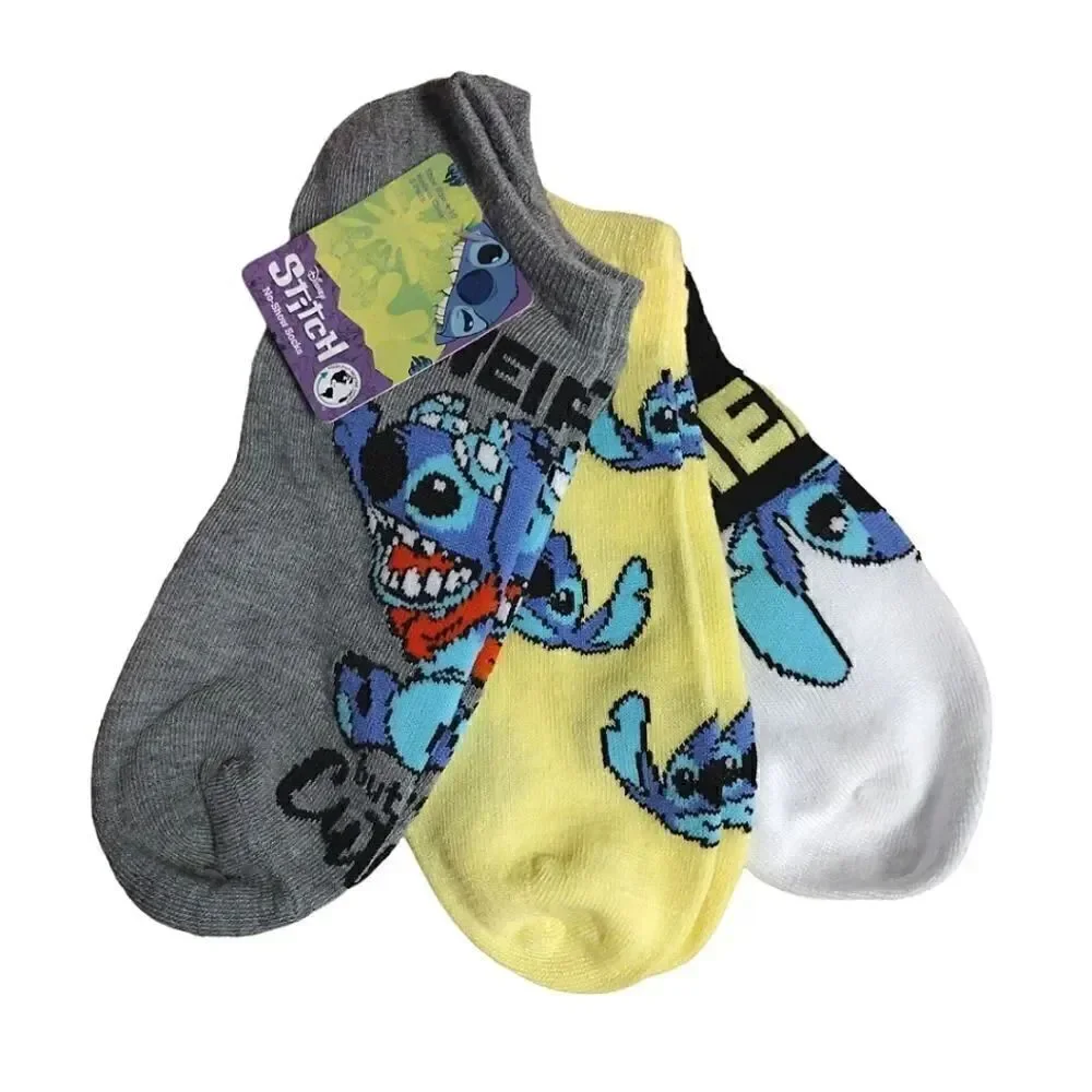 Disney‎ Stitch Colorful 3 Pairs No Show Socks NWT